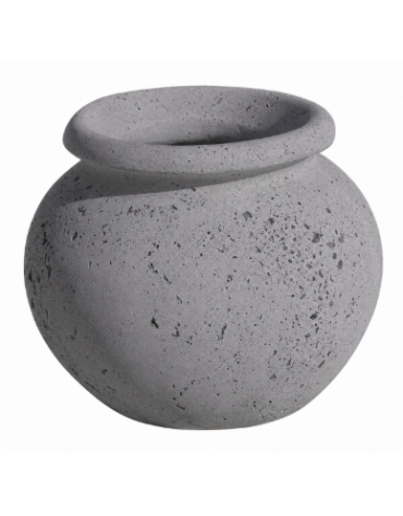 Fioriera tonda anfora in cemento calcestruzzo per esterno da appoggio - colore Grigio pietra - cm Ø 73x60h - Conforme ai CAM