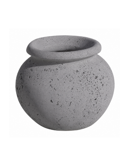 Fioriera tonda anfora in cemento calcestruzzo per esterno da appoggio - colore Grigio pietra - cm Ø 73x60h - Conforme ai CAM