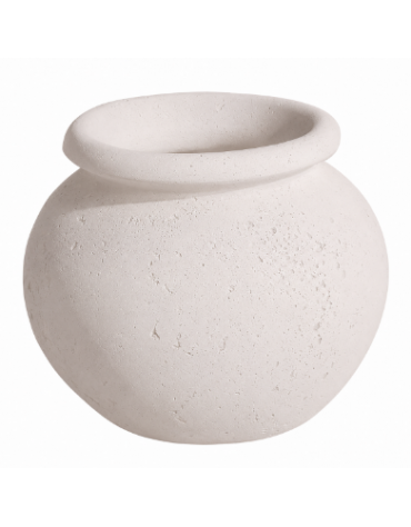 Fioriera tonda anfora in cemento calcestruzzo per esterno da appoggio - colore Bianco pietra - cm Ø 73x60h - Conforme ai CAM
