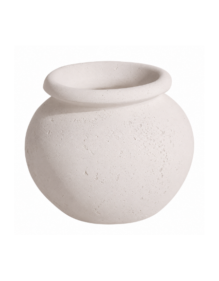Fioriera tonda anfora in cemento calcestruzzo per esterno da appoggio - colore Bianco pietra - cm Ø 73x60h - Conforme ai CAM