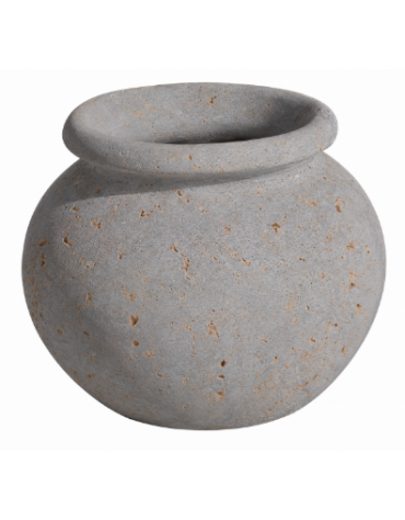 Fioriera tonda anfora in cemento calcestruzzo per esterno da appoggio - colore Grigio travertino - cm Ø 73x60h - Conforme ai CAM