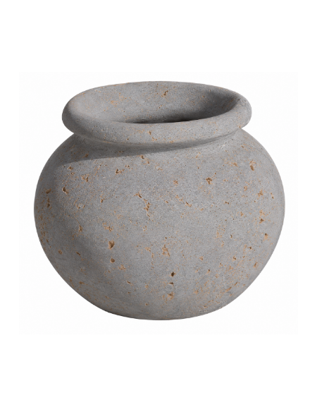 Fioriera tonda anfora in cemento calcestruzzo per esterno da appoggio - colore Grigio travertino - cm Ø 73x60h - Conforme ai CAM