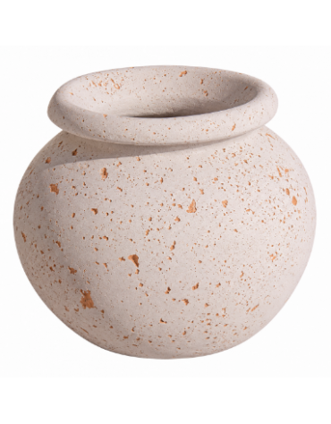 Fioriera tonda anfora in cemento calcestruzzo per esterno da appoggio - colore Bianco travertino - cm Ø 73x60h - Conforme ai CAM