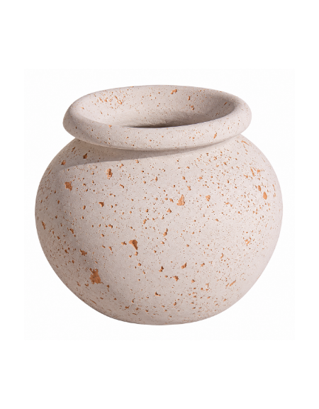 Fioriera tonda anfora in cemento calcestruzzo per esterno da appoggio - colore Bianco travertino - cm Ø 73x60h - Conforme ai CAM