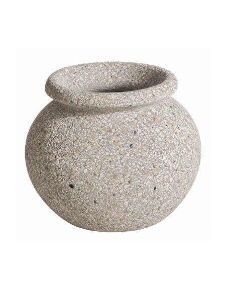 Fioriera tonda anfora in cemento calcestruzzo per esterno da appoggio - colore Grigio sabbiato - cm Ø 73x60h - Conforme ai CAM