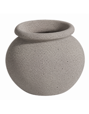 Fioriera tonda anfora in cemento calcestruzzo per esterno da appoggio - colore Bianco sabbiato - cm Ø 73x60h  - Conforme ai CAM