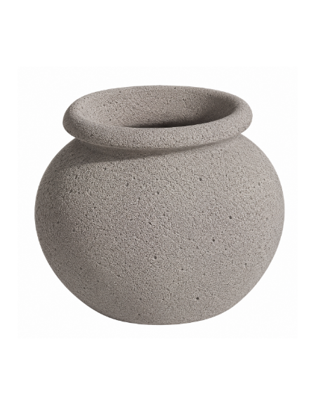 Fioriera tonda anfora in cemento calcestruzzo per esterno da appoggio - colore Bianco sabbiato - cm Ø 73x60h  - Conforme ai CAM