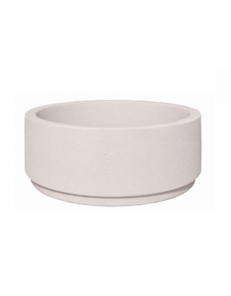 Fioriera circolare tonda in cemento calcestruzzo per esterno - colore Bianco pietra - cm Ø109x47h - Conforme ai CAM