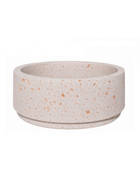Fioriera circolare tonda in cemento calcestruzzo per esterno - colore Bianco travertino - cm Ø 109x47h  - Conforme ai CAM