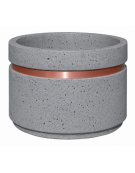 Fioriera circolare tonda in cemento calcestruzzo con fascia color rame per esterno - colore Grigio pietra - cm Ø 109x67h - CAM