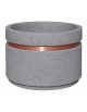 Fioriera circolare tonda in cemento calcestruzzo con fascia color rame per esterno - colore Grigio pietra - cm Ø 109x67h - CAM