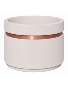 Fioriera circolare tonda in cemento calcestruzzo con fascia color rame per esterno - colore Bianco pietra - cm Ø 109x67h - CAM