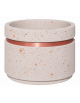 Fioriera circolare tonda in cemento calcestruzzo - fascia color rame per esterno - colore Bianco travertino - cm Ø109x67h - CAM