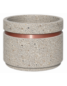 Fioriera circolare tonda in cemento calcestruzzo - fascia color rame per esterno - colore Grigio sabbiato - cm Ø109x67h - CAM