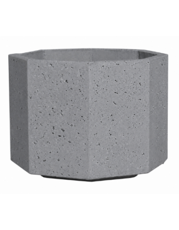 Fioriera ottagonale in cemento calcestruzzo per esterno - colore Grigio pietra - con zoccolatura - cm 62x62x45h - CAM
