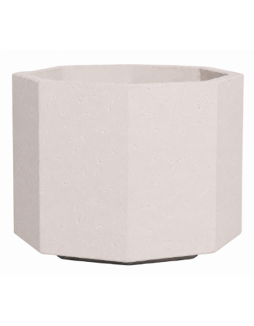 Fioriera ottagonale in cemento calcestruzzo per esterno - colore Bianco pietra - con zoccolatura - cm 62x62x45h - CAM