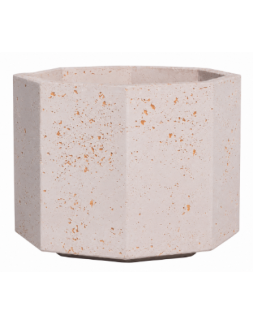 Fioriera ottagonale in cemento calcestruzzo per esterno - colore Bianco travertino - con zoccolatura - cm 62x62x45h - CAM