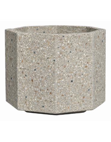 Fioriera ottagonale in cemento calcestruzzo per esterno - colore Grigio sabbiato - con zoccolatura - cm 62x62x45h - CAM