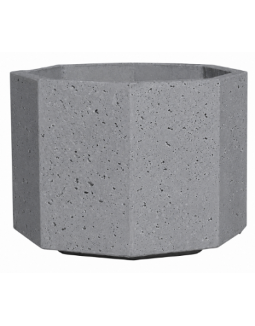 Fioriera ottagonale in cemento calcestruzzo per esterno - colore Grigio pietra - con zoccolatura - cm 69x69x56h - CAM