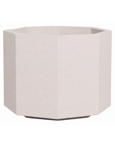Fioriera ottagonale in cemento calcestruzzo per esterno - colore Bianco pietra - con zoccolatura - cm 69x69x56h - CAM
