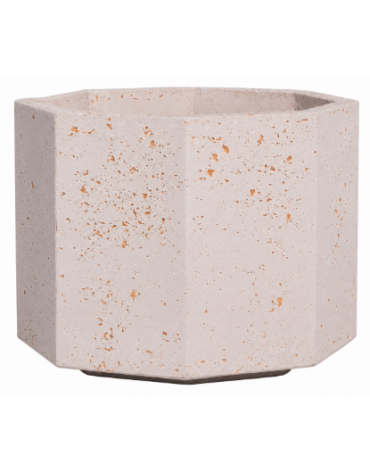 Fioriera ottagonale in cemento calcestruzzo per esterno - colore Bianco travertino - con zoccolatura - cm 69x69x56h - CAM