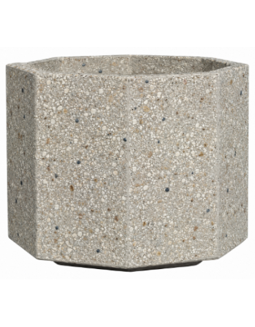 Fioriera ottagonale in cemento calcestruzzo per esterno - colore Grigio sabbiato - con zoccolatura - cm 69x69x56h - CAM