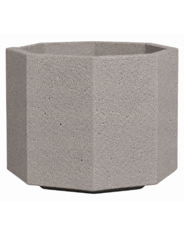 Fioriera ottagonale in cemento calcestruzzo per esterno - colore Bianco sabbiato - con zoccolatura - cm 69x69x56h - CAM
