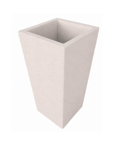 FIORIERA TRAPEZOIDALE IN CEMENTO CALCESTRUZZO COLORE BIANCO PIETRA PER ESTERNO - CM 45x45x140h - Conforme ai CAM