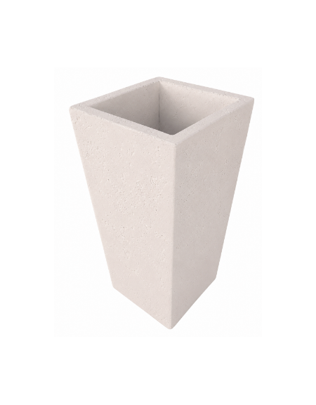 FIORIERA TRAPEZOIDALE IN CEMENTO CALCESTRUZZO COLORE BIANCO PIETRA PER ESTERNO - CM 45x45x140h - Conforme ai CAM