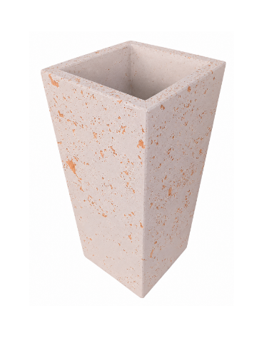 FIORIERA TRAPEZOIDALE IN CEMENTO CALCESTRUZZO COLORE BIANCO TRAVERTINO PER ESTERNO - CM 45x45x140h - Conforme ai CAM