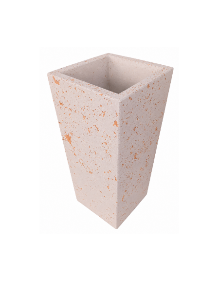 FIORIERA TRAPEZOIDALE IN CEMENTO CALCESTRUZZO COLORE BIANCO TRAVERTINO PER ESTERNO - CM 45x45x140h - Conforme ai CAM