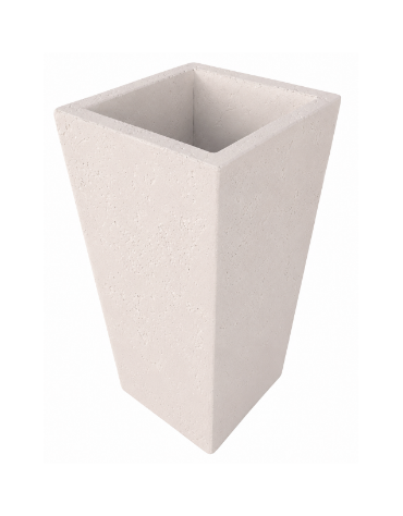 FIORIERA TRAPEZOIDALE IN CEMENTO CALCESTRUZZO COLORE BIANCO PIETRA PER ESTERNO - CM 41x41x90h - Conforme ai CAM