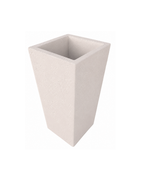 FIORIERA TRAPEZOIDALE IN CEMENTO CALCESTRUZZO COLORE BIANCO PIETRA PER ESTERNO - CM 41x41x90h - Conforme ai CAM
