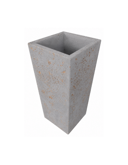 FIORIERA TRAPEZOIDALE IN CEMENTO CALCESTRUZZO COLORE GRIGIO TRAVERTINO PER ESTERNO - CM 41x41x90h - Conforme ai CAM
