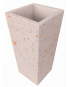 FIORIERA TRAPEZOIDALE IN CEMENTO CALCESTRUZZO COLORE BIANCO TRAVERTINO PER ESTERNO - CM 41x41x90h - Conforme ai CAM