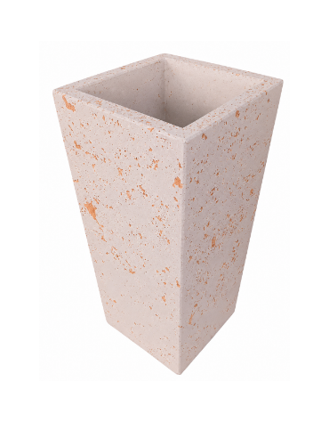 FIORIERA TRAPEZOIDALE IN CEMENTO CALCESTRUZZO COLORE BIANCO TRAVERTINO PER ESTERNO - CM 41x41x90h - Conforme ai CAM