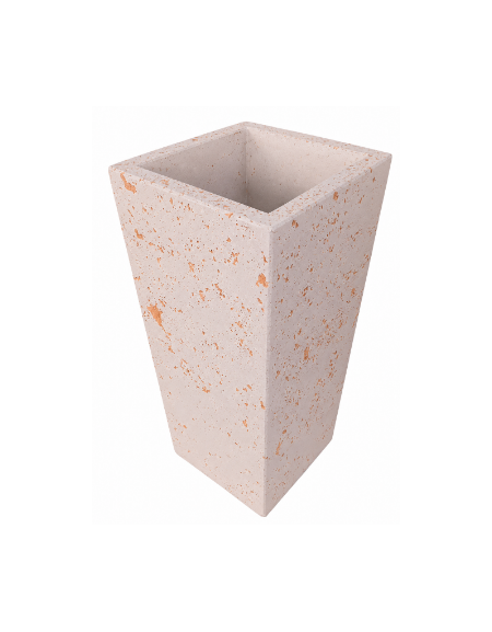 FIORIERA TRAPEZOIDALE IN CEMENTO CALCESTRUZZO COLORE BIANCO TRAVERTINO PER ESTERNO - CM 41x41x90h - Conforme ai CAM
