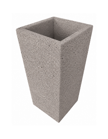 FIORIERA TRAPEZOIDALE IN CEMENTO CALCESTRUZZO COLORE BIANCO SABBIATO PER ESTERNO - CM 41x41x90h - Conforme ai CAM