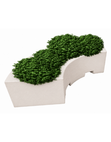 Fioriera forma curva in cemento calcestruzzo per esterno - colore Bianco pietra - cm 200x60x45h - Conforme ai CAM