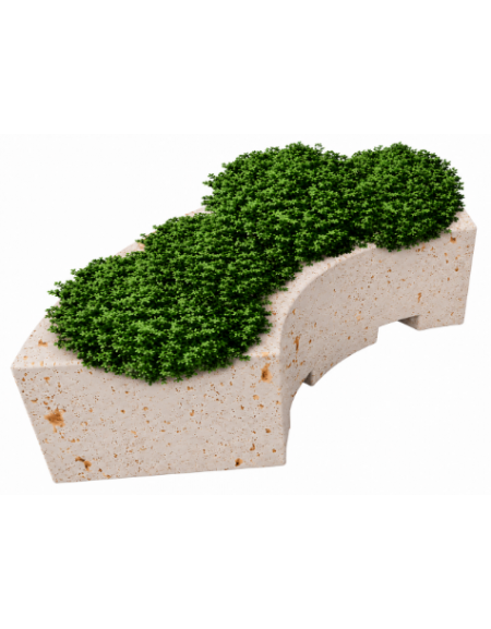Fioriera forma curva in cemento calcestruzzo per esterno - colore Bianco travertino - cm 200x60x45h - Conforme ai CAM