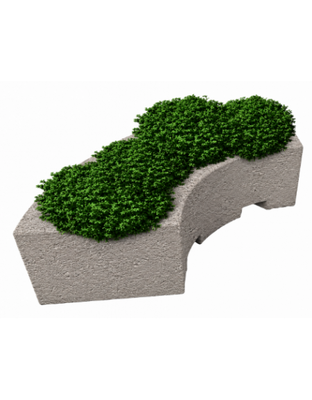 Fioriera forma curva in cemento calcestruzzo per esterno - colore Bianco sabbiato - cm 200x60x45h - Conforme ai CAM