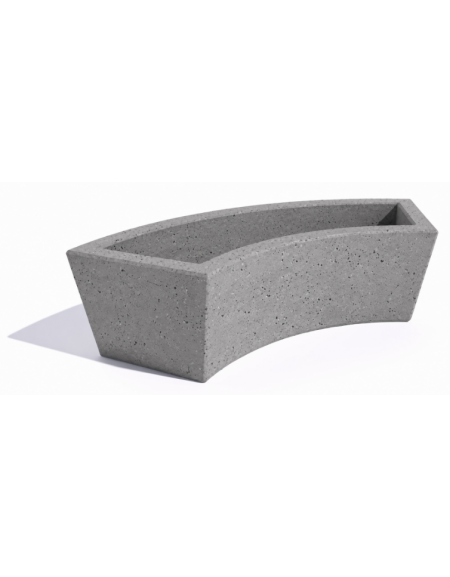 Fioriera trapezoidale design Curvo in cemento calcestruzzo per esterno - colore Grigio pietra - cm 176x60x45h - Conforme ai CAM