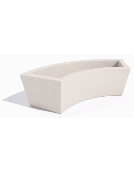 Fioriera trapezoidale design Curvo in cemento calcestruzzo per esterno - colore Bianco pietra - cm 176x60x45h - Conforme ai CAM