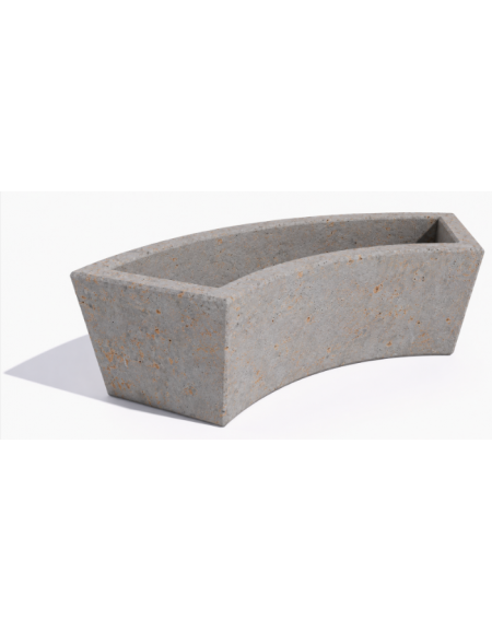 Fioriera trapezoidale design Curvo in cemento calcestruzzo per esterno - colore Grigio travertino - cm 176x60x45h - Conforme CAM