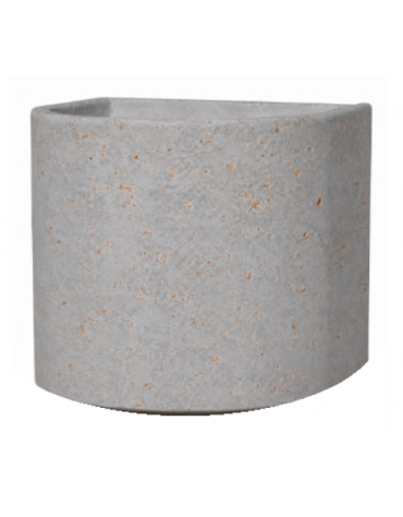 Fioriera semicircolare in cemento calcestruzzo per esterno - colore Grigio travertino - senza zoccolatura - cm Ø 65x70h - CAM