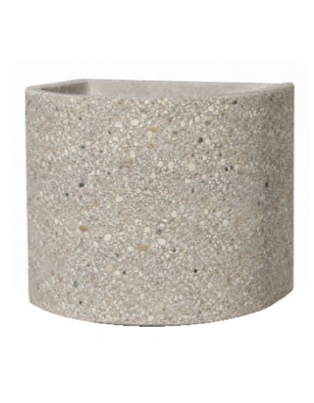 Fioriera semicircolare in cemento calcestruzzo per esterno - colore Grigio sabbiato - senza zoccolatura - cm Ø65x70h - CAM