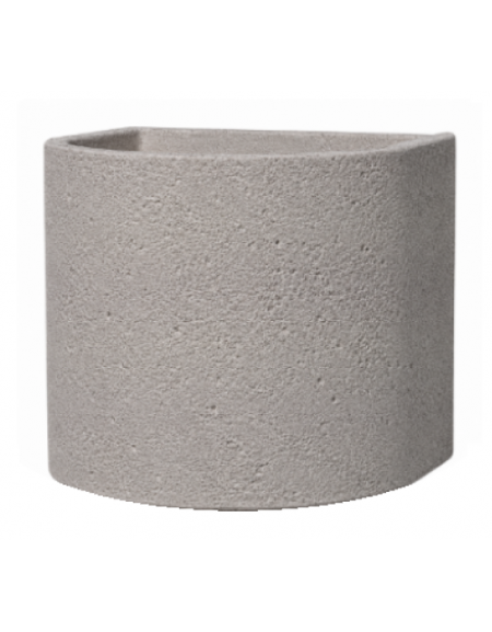 Fioriera semicircolare in cemento calcestruzzo per esterno - colore Bianco sabbiato - senza zoccolatura - cm Ø 65x70h - CAM