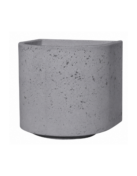 Fioriera semicircolare in cemento calcestruzzo per esterno - colore Grigio pietra - con zoccolatura - cm Ø 65x70h - CAM