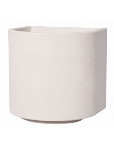 Fioriera semicircolare in cemento calcestruzzo per esterno - colore Bianco pietra - con zoccolatura - cm Ø 65x70h - CAM