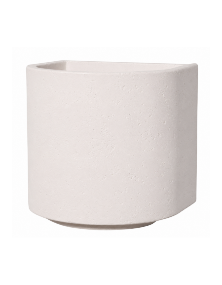 Fioriera semicircolare in cemento calcestruzzo per esterno - colore Bianco pietra - con zoccolatura - cm Ø 65x70h - CAM